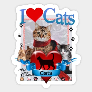 I Love Cats (more than people) Kitty Cat Lover Gift Sticker